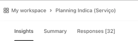 My wordkspace > Planning Indica (Serviços) | Insights - Summary - Responses [32]
