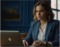 Mulher mexendo em um computador